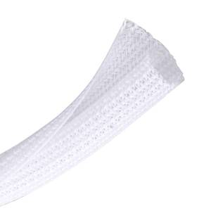 lot 72156 image: 10ft - 12 inch Braided Cable Management Sleeve Cord Protector - Self-Wrapping Split Wire Loom for TVComputerHome TheaterEngine Bay - White - Retail $10