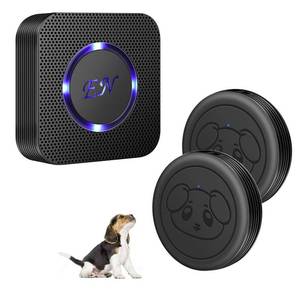 lot 72177 image: Dog Door Bell, Wireless Doggie Doorbells for Potty Training, Door Bell for Dogs to Go Outside, Dog Bells to with 1 Receiver and 2 Waterproof Transmitters (Black) - Retail $24