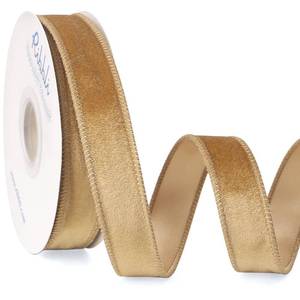 lot 72186 image: Champagne Velvet Wired Ribbon 1 Inch Velvet with Satin Christmas Ribbon for Gift Wrapping Christmas Tree Decoration Crafts Wreaths Supplies-Continuous 10 Yards - Retail $25
