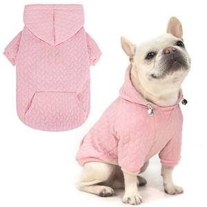 lot 72202 image: Textured Cable Knit Basic Dog Hoodie, Elevated Style Dog Sweater with Leash Hole and Pocket, Soft and Warm Pet Winter Coat, Cold Weather Clothes for Small Medium Large Dogs, Pink M - Retail $10