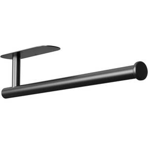 lot 72226 image: Paper Towel Holder, Improved Premium Paper Towel Holder Under Cabinet, Stainless Steel Paper Towel Holders Rack for Kitchen, Bathroom, Pantry, Fridge, Adhesive or Drilling, Black - Retail $6