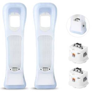 lot 72228 image: 2 Pack Motion Plus Adapter with Silicon Case Sensor W for Wii Remote Controller, Motion Plus Adaptor Accelerator(White). - Retail $25