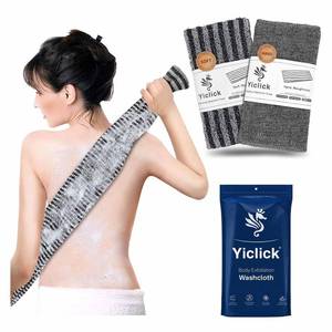 lot 72247 image: 2 Pack Exfoliating Washcloth Towel - Body Scrubber Exfoliator, Loofah Sponge, Korean & Japanese & African Net Sponge Rag - Back Scrubber Washer for Use in Shower Bath - Retail $10