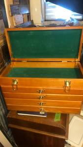 Wooden 6-Drawer Storage Chest Jewery box with Green Felt Interior