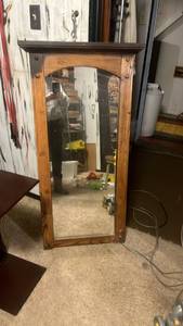 lot 30503 image: Wooden Framed Wall Mirror