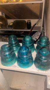 lot 62014 image: Blue Glass Hemingray Insulators Collection