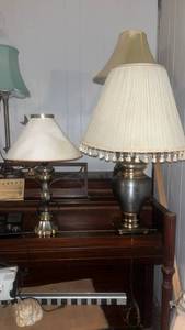 lot 62016 image: Traditional Table Lamp with Tassel Trim Shade and accent lamp