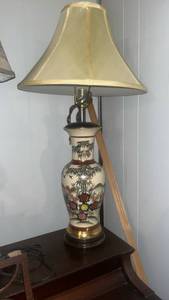 lot 62017 image: Asian Bamboo and Floral Ceramic Table Lamp