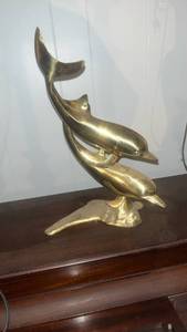 lot 62018 image: Brass Dolphins Sculpture
