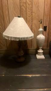 lot 62020 image: Traditional Table Lamp Set with Bronze and White Ceramic Bases