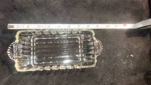 lot 70102 image: vintage Anchor Hocking clear pressed glass ribbed butter dish bottom,