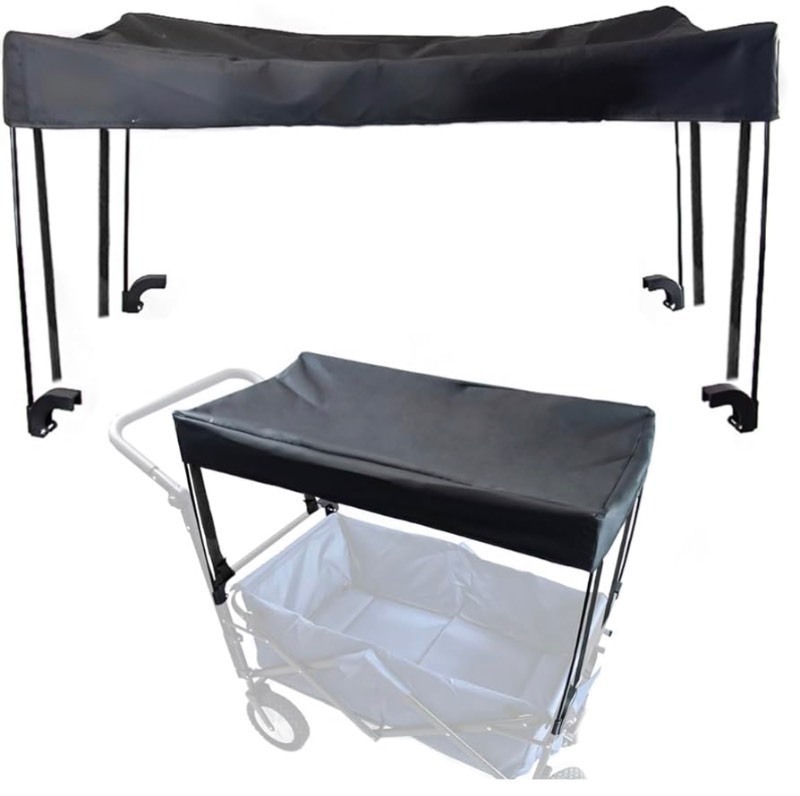 lot 6010 image: Wagon Canopy - Portable and Lightweight Outdoor Sun Shade for Camping, Picnics, Garden carts,Suitable for fold carts,Push carts,Black