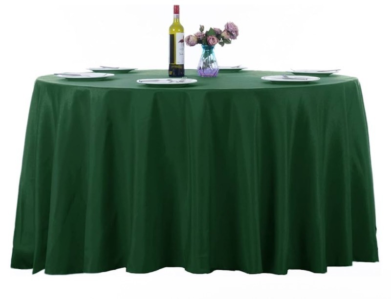 lot 11 image: FOREST GREEN TABLECLOTH 120 ROUND HEM PLY - SPN - Washable and Reusable