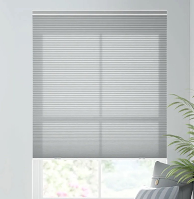 lot 105 image: Grey Beautiful Cordless Light Filtering Cellulars - Pull down 43 x 72 - Professional Quality - no box