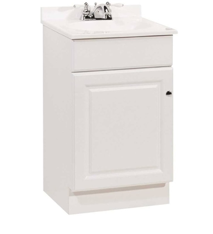 lot 14 image: RSI Home Products Sales C14118A Richmond Durable White Finish Vanity, 19 by 17 by 35-14 Retails $207 - Faucet not included