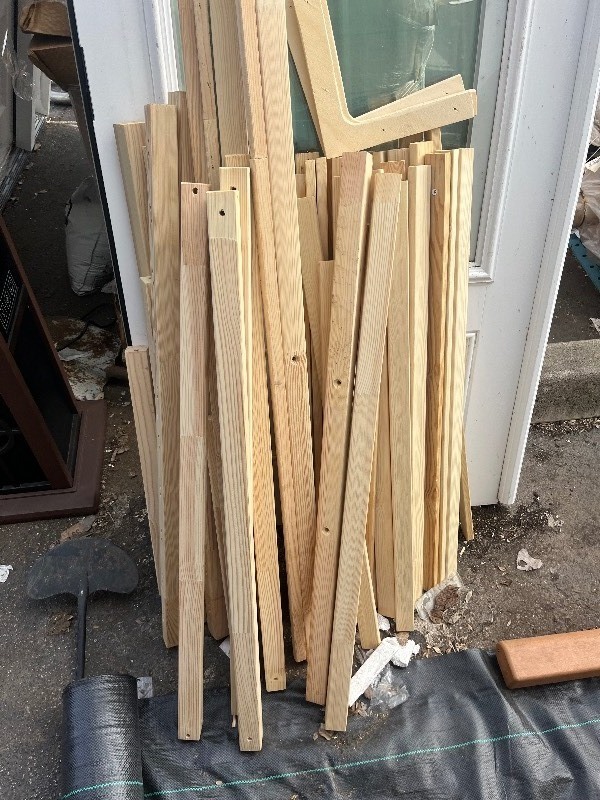 lot 199 image: Miscellaneous Lot of Wood - Believed to be a play pin - Came in as is no instructions - Great lot of wood Create your own Project