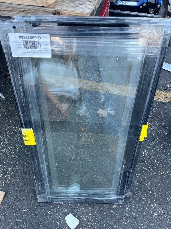 lot 258 image: Bundle or 2 Glass Window Panes Black Frame - 16 x 30.5 each