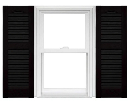 lot 30 image: 14-12 in. x 64 in. Open Louver Shutter Cathedral Top Black pair #002