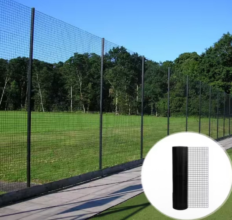 lot 50 image: 36 in. x 100 ft. Black Vinyl Coated Hardware Cloth 21 Gauge 14 in. Black PVC Hardware Cloth Garden Fence Metal Retails $105