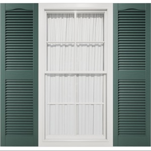 lot 33 image: 14 12W X 64H MID-AMERICA VINYL, STANDARD SIZE, OPEN LOUVER SHUTTER 028 - FOREST GREEN