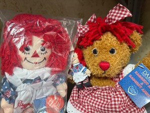lot 213 image: Raggedy Ann Doll in Package and Plush Bear w Mini Doll w Tag