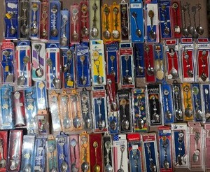lot 306 image: LARGE Collection of Collector Spoons - Elvis, Precious Moments, Disney, Kansas, Australia and MORE