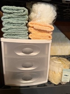 lot 79 image: Plastic Storage, Face Towels and Sponges