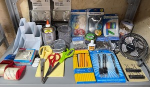 lot 98 image: Misc Office Supplies - Organizers, Binder Clips, Desk Fan and MORE