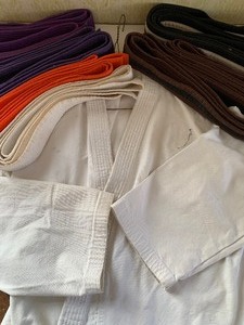 lot 673 image: Century Martial Arts Uniform and (7) Belts