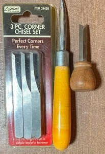 lot 711 image: Wood Carving Tools - Corner Chisel Set (new in package) and More