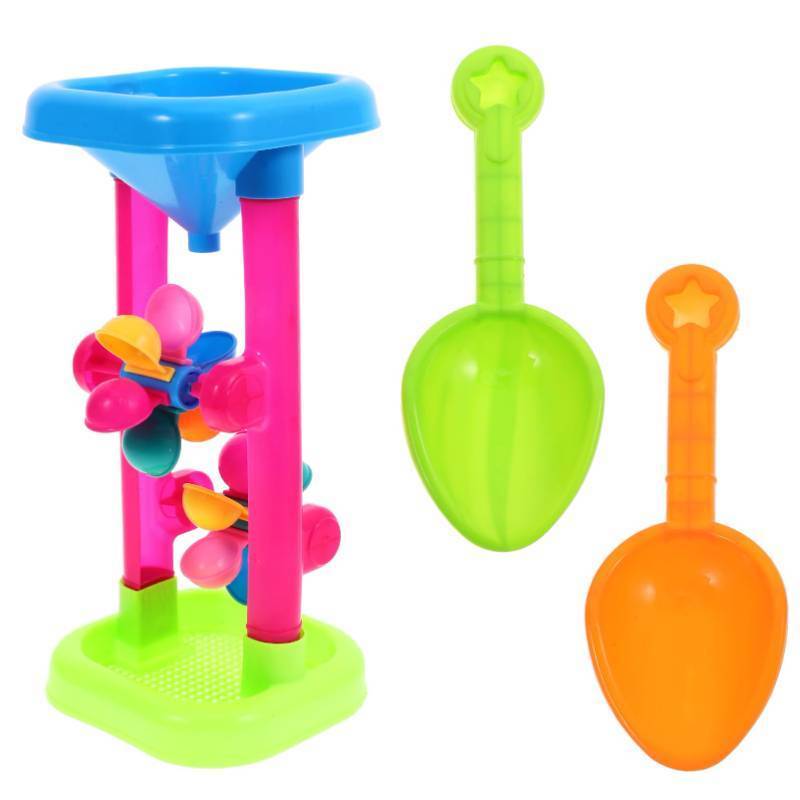 lot 29034 image: Toyvian Kids Sand Wheel Toy Flowing Sand and Water Wheel Tower Plastic with Spades for Children Summer Outdoor Travel Beach