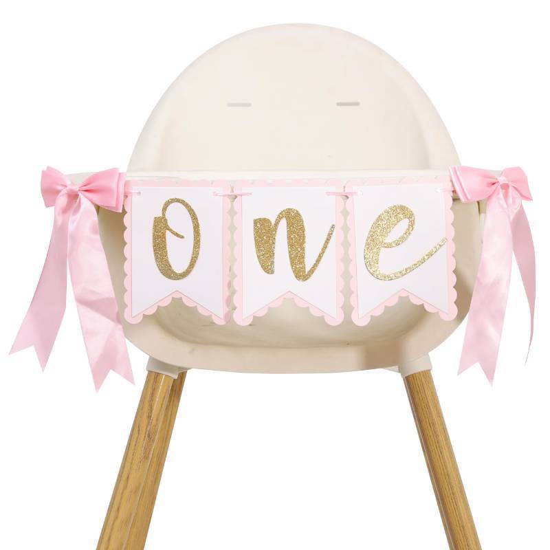 lot 29044 image: UOAOU Bow 1st Birthday High Chair Banner - Bow First1st Birthday Party Decor,Pink and White Highchair,Coquette Girl One Party Decorations (Banner-2)