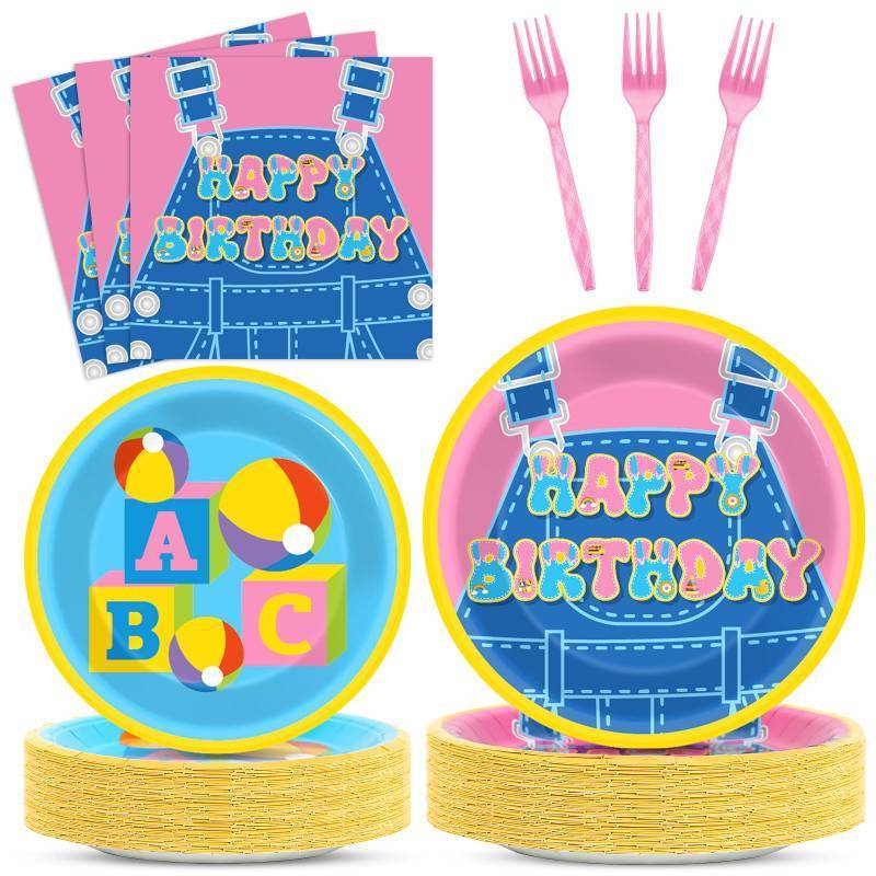 lot 29085 image: 200 Pcs Girls Party Decorations Cartoon Teacher Plates and Napkins Happy Birthday Tableware Set Decor Supplies for Birthday Baby Shower Girl Cartoon Party Favors for 50 Guests