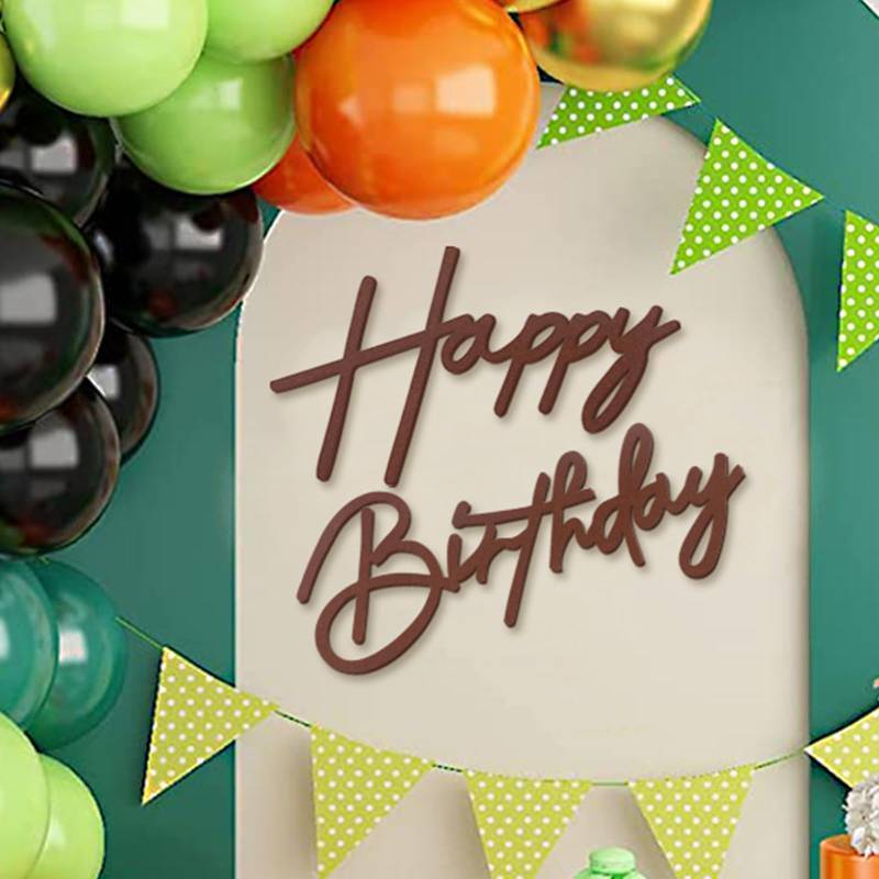 lot 37356 image: MASTRON Happy Birthday Sign for Backdrop - Felt Happy Birthday Sign for Balloon Arch Birthday Party Balloon Arch Backdrop Decorations for Birthday Party Baby Shower - Brown