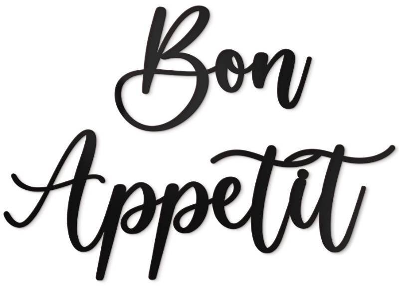 lot 39260 image: Vivegate Bon Appetit Metal Wall Decor - 17X12 Black Farmhouse Modern Cute large Bon Appetit Metal Wall Art For Hanging kitchen signs wall decor