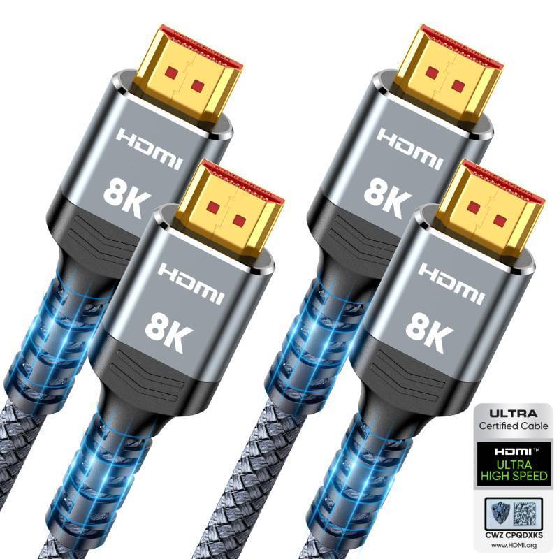 lot 54270 image: 10K 8K HDMI 2.1 Cable 2-Pack 6.6FT, Highwings Certified 48Gbps Ultra High Speed Slim HDMI Cord,Support 4K120Hz 8K60Hz, HDCP 2.2&2.3, Dynamic HDR,eARC,DTSX, Compatible with Roku TVHDTVPS5Blu-ray