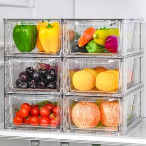 lot 3803 image: Clemate 6Pack Pantry Organizers and Storage,Clear Stackable Kitchen Storage Organizer,Foods Organizer Bins with Handles, Easily Assemble for Bathroom, Kitchen, Refrigerator, Pantry, Cabinet, Closet
