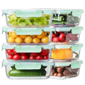lot 3811 image: 5 Pack 36oz Large Glass Meal Prep Containers with lids, Glass Food Storage Containers with Leak Proof Snap Lock Lids , Airtight Bento lunch Boxes, Kitchen Storage, Oven and Dishwasher Safe-Light Blue