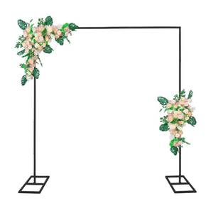 lot 3814 image: IKULE 6.6FT Black Metal Wedding Arches for Ceremony Square Balloon Arch Stand Rectangular Backdrop Stand for Anniversary Birthday Party Bridal Shower Home Indoor Outdoor Decoration