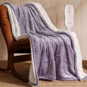 lot 24066 image: JETS HOME Heated Blanket 50x60 - ETL Certified Flannel Electric Blanket Machine Washable Heating Throw with 5 Heating Levels 3 Hours Auto-Off Overheating Protection Gift for Women (Purple)