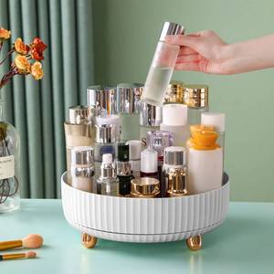 lot 24073 image: funest Makeup Perfume Organizer, 360 Degree Rotating Lazy Susan Cosmetic Desk Storage Lotions Display Case Round Tray with Large Capacity, for your Jewelry