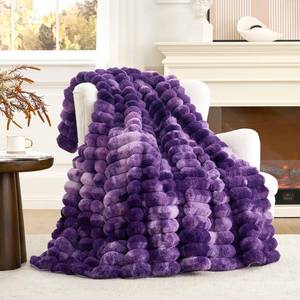lot 24076 image: Cozy Bliss Faux Fur Throw Blanket for Couch, Cozy Warm Plush Striped Blanket for Sofa Bedroom Living Room, 50  60 Inches Tie-dye Purple