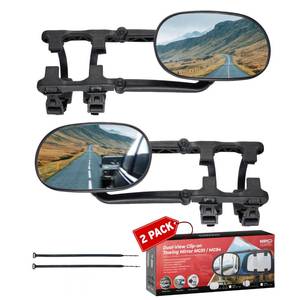 lot 24077 image: MirroGuard Extended Towing Mirrors, Universal Clip-On Side Mirror Extensions for Pickups, RVs, and Trailers, Tow Mirrors with Extenders (Model MG91)