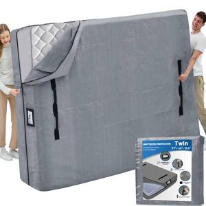 lot 24078 image: Mattress Bags for Moving and Storage, BETU Twin Mattress Protector Waterproof Mattress Cover with 8 Heavy Duty Handles and Zipper Extra Thick Moving Supplies for Dorm Bed Reusable (77x42x13.5 Grey)