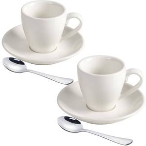 lot 24084 image: ionEgg Porcelain Espresso Cup with Saucer And Stainless Steel mini Spoons, Espresso shot Cup, 80ml2.7Oz, Pack of 2, White