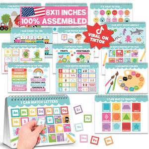 lot 24086 image: Hadley Designs My First Busy Book Toddlers 3-5, Montessori Preschool Learning Activities, 174 Pieces Velcro Busy Book, Travel Toys Airplane Car, Autism Sensory Toys, Gift 3 4 5 Year Old Boys & Girls