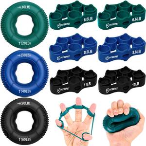 lot 24088 image: FitBeast Hand Grip Strengthener, Finger Exerciser, Forearm Strengthener Kit - 9 Pack, Targeted Hand & Forearm Strength, Relief & Recovery Kit (Deep Blue)