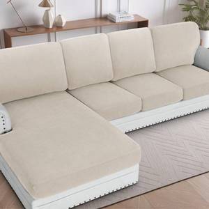 lot 24090 image: H.VERSAILTEX Sectional Couch Covers 8 Pieces Stretch Sofa Cover for Sectional Sofa Set Separate L Shaped Couch Cover for Both LeftRight Couch (Seat and Back 1 Chaise  3 Sofa, Island Fossi)