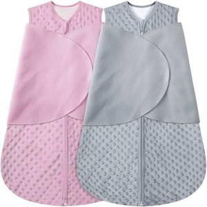 lot 24091 image: Fleece Newborn Sleep Sack Baby Swaddle,3-Way Adjustable Wearable Blanket,2 Pack Fleece Swaddling Sleeping Bag TOG 2.0�� (Gray & Pink, 3-6 Months)