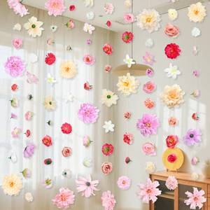 lot 24095 image: K KUMEED 6 PCS Artificial Rose Flowers Hanging Decorations,13 FT Dangling Fake Rose with Hooks Spring Party Decorations for Wedding Party Background Birthday Baby Shower Home Flower Garden Themed
